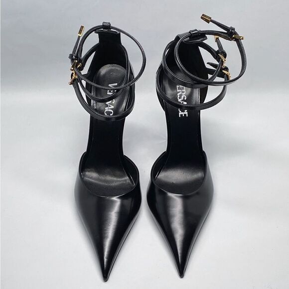 Versace Pin Point Leather Ankle Strap Pumps size 39.5 - Picture 5 of 16